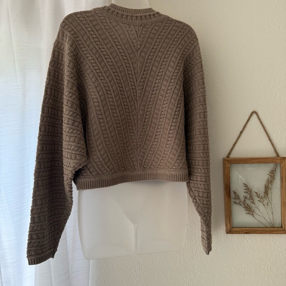 Promesa Brown Crew Neck Sweater with Textured Knit Womens Medium - Picture 5 of 6